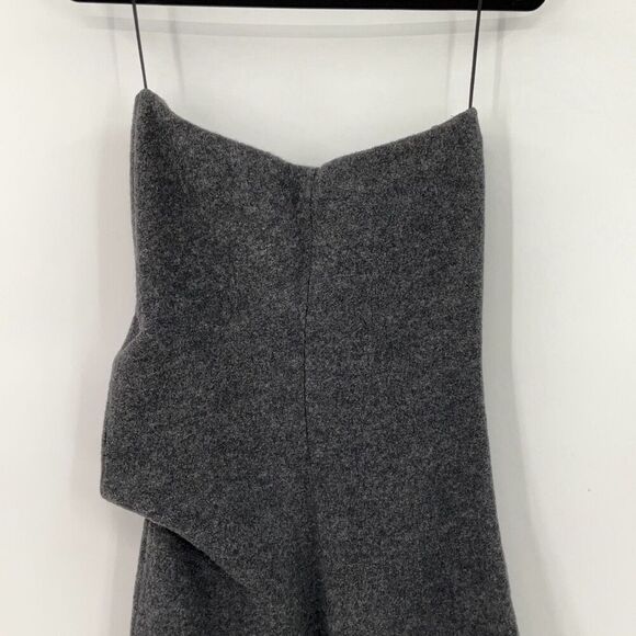 ZARA Gray Strapless Wool Limited Edition Tube Draped Maxi Dress Small - Picture 5 of 12